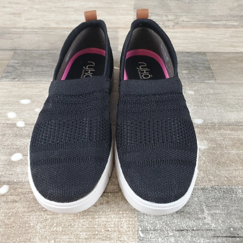 Ryka Hera Womens Loafers Sz 6.5 M Casual Black White Round Toe Slip-On Sneakers